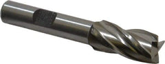 Cleveland - 1/2", 1" LOC, 3/8" Shank Diam, 2-11/16" OAL, 4 Flute, High Speed Steel Square End Mill - Single End, Uncoated, Spiral Flute, 30° Helix, Centercutting, Right Hand Cut, Right Hand Flute, Series HG-4C - Benchmark Tooling