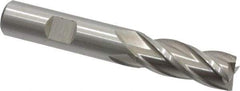 Cleveland - 1/2", 1-1/4" LOC, 1/2" Shank Diam, 3-1/4" OAL, 4 Flute, High Speed Steel Square End Mill - Single End, Uncoated, Spiral Flute, 30° Helix, Centercutting, Right Hand Cut, Right Hand Flute, Series HG-4C - Benchmark Tooling