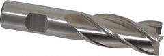 Cleveland - 7/8", 1-7/8" LOC, 3/4" Shank Diam, 4-1/8" OAL, 4 Flute, High Speed Steel Square End Mill - Single End, Uncoated, Spiral Flute, 30° Helix, Centercutting, Right Hand Cut, Right Hand Flute, Series HG-4C - Benchmark Tooling