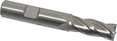 Cleveland - 15/32", 1-1/4" LOC, 1/2" Shank Diam, 3-1/4" OAL, 4 Flute, High Speed Steel Square End Mill - Single End, Uncoated, Spiral Flute, 30° Helix, Centercutting, Right Hand Cut, Right Hand Flute, Series HG-4C - Benchmark Tooling