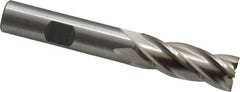 Cleveland - 17/32", 1-3/8" LOC, 1/2" Shank Diam, 3-3/8" OAL, 4 Flute, High Speed Steel Square End Mill - Single End, Uncoated, Spiral Flute, 30° Helix, Centercutting, Right Hand Cut, Right Hand Flute, Series HG-4C - Benchmark Tooling