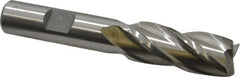 Cleveland - 19/32", 1-3/8" LOC, 1/2" Shank Diam, 3-3/8" OAL, 4 Flute, High Speed Steel Square End Mill - Single End, Uncoated, Spiral Flute, 30° Helix, Centercutting, Right Hand Cut, Right Hand Flute, Series HG-4C - Benchmark Tooling