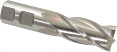 Cleveland - 15/16", 1-7/8" LOC, 7/8" Shank Diam, 4-1/8" OAL, 4 Flute, High Speed Steel Square End Mill - Single End, Uncoated, Spiral Flute, 30° Helix, Centercutting, Right Hand Cut, Right Hand Flute, Series HG-4C - Benchmark Tooling