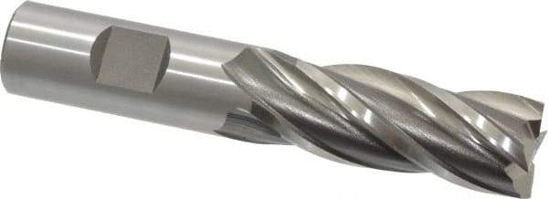 Cleveland - 25/32", 1-7/8" LOC, 3/4" Shank Diam, 4-1/8" OAL, 4 Flute, High Speed Steel Square End Mill - Single End, Uncoated, Spiral Flute, 30° Helix, Centercutting, Right Hand Cut, Right Hand Flute, Series HG-4C - Benchmark Tooling