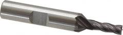 Cleveland - 3/16", 1/2" LOC, 3/8" Shank Diam, 2-3/8" OAL, 4 Flute, High Speed Steel Square End Mill - Single End, TiCN Finish, Spiral Flute, 30° Helix, Centercutting, Right Hand Cut, Right Hand Flute, Series HG-4C - Benchmark Tooling