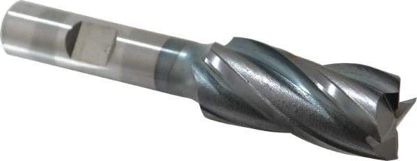 Cleveland - 3/4", 1-5/8" LOC, 1/2" Shank Diam, 3-3/8" OAL, 4 Flute, High Speed Steel Square End Mill - Single End, TiCN Finish, Spiral Flute, 30° Helix, Centercutting, Right Hand Cut, Right Hand Flute, Series HG-4C - Benchmark Tooling