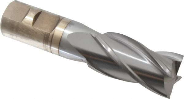 Cleveland - 1", 1-7/8" LOC, 7/8" Shank Diam, 4-1/8" OAL, 4 Flute, High Speed Steel Square End Mill - Single End, TiCN Finish, Spiral Flute, 30° Helix, Centercutting, Right Hand Cut, Right Hand Flute, Series HG-4C - Benchmark Tooling
