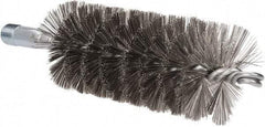 Schaefer Brush - 4-1/2" Brush Length, 2" Diam, Double Stem, Single Spiral Tube Brush - 7-1/4" Long, Stainless Steel, 1/4" NPSM Male Connection - Benchmark Tooling