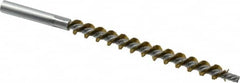 Schaefer Brush - 4" Brush Length, 3/8" Diam, Double Stem, Single Spiral Tube Brush - 6-1/4" Long, Brass, 12-24 Female Connection - Benchmark Tooling