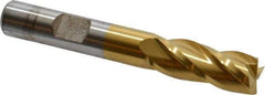 Cleveland - 13/32", 1" LOC, 3/8" Shank Diam, 2-11/16" OAL, 4 Flute, High Speed Steel Square End Mill - Single End, TiN Finish, Spiral Flute, 30° Helix, Centercutting, Right Hand Cut, Right Hand Flute, Series HG-4C - Benchmark Tooling