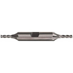 Square End Mill: 3/32'' Dia, 9/32'' LOC, 3/16'' Shank Dia, 2-1/4'' OAL, 4 Flutes, High Speed Steel Double End, Uncoated, Spiral Flute, Centercutting, RH Cut, RH Flute, Series HMD-4