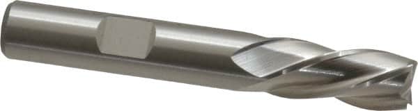 Cleveland - 3/8", 3/4" LOC, 3/8" Shank Diam, 2-1/2" OAL, 4 Flute, High Speed Steel Square End Mill - Single End, Uncoated, Spiral Flute, 30° Helix, Left Hand Cut, Left Hand Flute, Series HG-4LL - Benchmark Tooling
