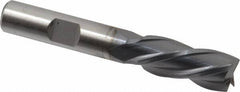 Cleveland - 7/16", 1" LOC, 3/8" Shank Diam, 2-11/16" OAL, 4 Flute, High Speed Steel Square End Mill - Single End, TiCN Finish, Spiral Flute, 30° Helix, Left Hand Cut, Left Hand Flute, Series HG-4LL - Benchmark Tooling