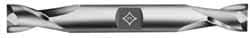 Cleveland - 13/32", 13/16" LOC, 1/2" Shank Diam, 4-1/8" OAL, 2 Flute, High Speed Steel Square End Mill - Double End, TiN Finish, Spiral Flute, 30° Helix, Centercutting, Right Hand Cut, Right Hand Flute, Series HD-2 - Benchmark Tooling