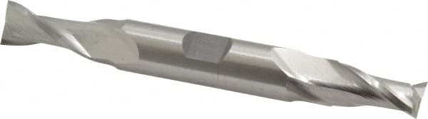 Cleveland - 7/16", 0.813" LOC, 1/2" Shank Diam, 4-1/8" OAL, 2 Flute, High Speed Steel Square End Mill - Double End, Uncoated, Spiral Flute, 30° Helix, Centercutting, Right Hand Cut, Right Hand Flute, Series HD-2 - Benchmark Tooling