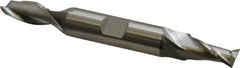 Cleveland - 25/64", 13/16" LOC, 1/2" Shank Diam, 4-1/8" OAL, 2 Flute, High Speed Steel Square End Mill - Double End, Uncoated, Spiral Flute, 30° Helix, Centercutting, Right Hand Cut, Right Hand Flute, Series HD-2 - Benchmark Tooling