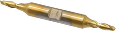 Cleveland - 11/64", 7/16" LOC, 3/8" Shank Diam, 3-1/4" OAL, 2 Flute, High Speed Steel Square End Mill - Double End, TiN Finish, Spiral Flute, 30° Helix, Centercutting, Right Hand Cut, Right Hand Flute, Series HD-2 - Benchmark Tooling