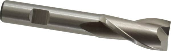 Cleveland - 11/16", 1-5/16" LOC, 1/2" Shank Diam, 3-5/8" OAL, 2 Flute, High Speed Steel Square End Mill - Single End, Uncoated, Spiral Flute, 30° Helix, Centercutting, Right Hand Cut, Right Hand Flute, Series HG-2 - Benchmark Tooling