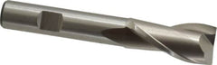 Cleveland - 11/16", 1-5/16" LOC, 1/2" Shank Diam, 3-5/8" OAL, 2 Flute, High Speed Steel Square End Mill - Single End, Uncoated, Spiral Flute, 30° Helix, Centercutting, Right Hand Cut, Right Hand Flute, Series HG-2 - Benchmark Tooling