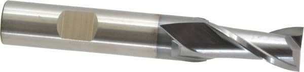 Cleveland - 1/2" Diam, 1" LOC, 2 Flute High Speed Steel Keyway End Mill - Spiral Flute, TiCN Finish, 1/2" Shank Diam, 3-1/4" OAL, 30° Helix, Centercutting - Benchmark Tooling