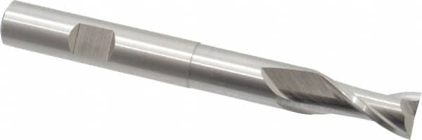 Cleveland - 3/8", 3/4" LOC, 3/8" Shank Diam, 3-5/16" OAL, 2 Flute, High Speed Steel Square End Mill - Single End, Uncoated, Spiral Flute, 30° Helix, Centercutting, Right Hand Cut, Right Hand Flute, Series HGN-2 - Benchmark Tooling