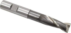 Cleveland - 5/8", 1-3/8" LOC, 5/8" Shank Diam, 4-5/8" OAL, 2 Flute, High Speed Steel Square End Mill - Single End, Uncoated, Spiral Flute, 30° Helix, Centercutting, Right Hand Cut, Right Hand Flute, Series HGN-2 - Benchmark Tooling