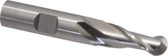 Cleveland - 7/16" Diam, 1" LOC, 2 Flute High Speed Steel Ball End Mill - Uncoated, Single End, 3-1/4" OAL, 1/2" Shank Diam, Spiral Flute - Benchmark Tooling