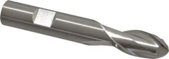 Cleveland - 1/2" Diam, 1" LOC, 2 Flute High Speed Steel Ball End Mill - Uncoated, Single End, 3-1/4" OAL, 1/2" Shank Diam, Spiral Flute - Benchmark Tooling