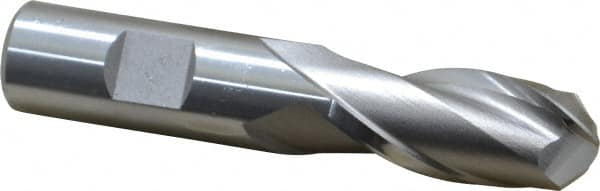 Cleveland - 3/4" Diam, 1-5/8" LOC, 2 Flute High Speed Steel Ball End Mill - Uncoated, Single End, 3-7/8" OAL, 3/4" Shank Diam, Spiral Flute - Benchmark Tooling