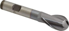 Cleveland - 3/4" Diam, 1-5/16" LOC, 2 Flute High Speed Steel Ball End Mill - TiCN Finish, Single End, 3-5/8" OAL, 1/2" Shank Diam, Spiral Flute - Benchmark Tooling