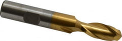 Cleveland - 7/16" Diam, 1" LOC, 2 Flute High Speed Steel Ball End Mill - TiN Finish, Single End, 3-1/4" OAL, 1/2" Shank Diam, Spiral Flute - Benchmark Tooling