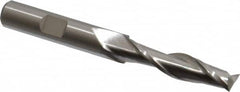 Cleveland - 11/32", 1-1/2" LOC, 3/8" Shank Diam, 3-1/4" OAL, 2 Flute, High Speed Steel Square End Mill - Single End, Uncoated, Spiral Flute, 30° Helix, Centercutting, Right Hand Cut, Right Hand Flute, Series HG-2 - Benchmark Tooling