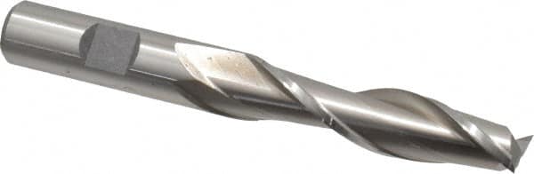 Cleveland - 1/2", 2" LOC, 1/2" Shank Diam, 4" OAL, 2 Flute, High Speed Steel Square End Mill - Single End, Uncoated, Spiral Flute, 30° Helix, Centercutting, Right Hand Cut, Right Hand Flute, Series HG-2 - Benchmark Tooling