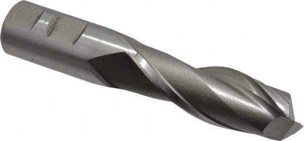 Cleveland - 7/8", 2-1/2" LOC, 7/8" Shank Diam, 5-3/4" OAL, 2 Flute, High Speed Steel Square End Mill - Single End, Uncoated, Spiral Flute, 30° Helix, Centercutting, Right Hand Cut, Right Hand Flute, Series HG-2 - Benchmark Tooling