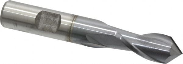 Cleveland - 1/2" Diam, 1" LOC, 2 Flute, 90° Point Angle, High Speed Steel Drill Mill - TiCN Finish, 2" OAL, 1/2" Shank Diam - Benchmark Tooling