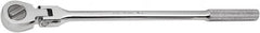 SK - 1/2" Drive Round Head Ratchet - Chrome-Plated Finish, 17-5/8" OAL, 50 Gear Teeth, Knurled Pivot Handle, Flex Head - Benchmark Tooling