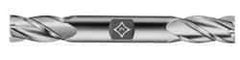 Cleveland - 15/32", 1" LOC, 1/2" Shank Diam, 4-1/2" OAL, 4 Flute, High Speed Steel Square End Mill - Double End, Uncoated, Spiral Flute, 30° Helix, Centercutting, Right Hand Cut, Right Hand Flute, Series HD-4C - Benchmark Tooling