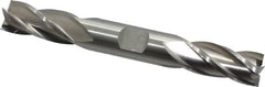 Cleveland - 1/2", 1" LOC, 1/2" Shank Diam, 4-1/2" OAL, 4 Flute, High Speed Steel Square End Mill - Double End, Uncoated, Spiral Flute, 30° Helix, Centercutting, Right Hand Cut, Right Hand Flute, Series HD-4C - Benchmark Tooling