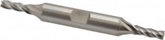 Cleveland - 11/64", 1/2" LOC, 3/8" Shank Diam, 3-1/4" OAL, 4 Flute, High Speed Steel Square End Mill - Double End, Uncoated, Spiral Flute, 30° Helix, Centercutting, Right Hand Cut, Right Hand Flute, Series HD-4C - Benchmark Tooling