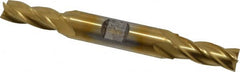 Cleveland - 25/64", 1" LOC, 1/2" Shank Diam, 4-1/2" OAL, 4 Flute, High Speed Steel Square End Mill - Double End, TiN Finish, Spiral Flute, 30° Helix, Centercutting, Right Hand Cut, Right Hand Flute, Series HD-4C - Benchmark Tooling