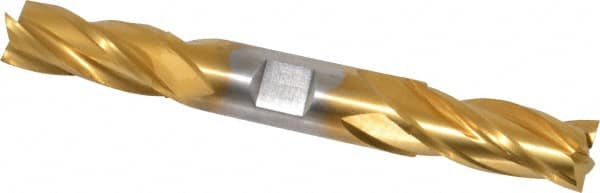 Cleveland - 19/32", 1-3/8" LOC, 5/8" Shank Diam, 5" OAL, 4 Flute, High Speed Steel Square End Mill - Benchmark Tooling