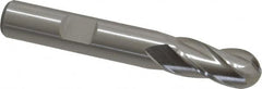 Cleveland - 3/8" Diam, 3/4" LOC, 4 Flute High Speed Steel Ball End Mill - Uncoated, Single End, 2-1/2" OAL, 3/8" Shank Diam, Spiral Flute - Benchmark Tooling