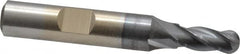 Cleveland - 1/4" Diam, 5/8" LOC, 4 Flute High Speed Steel Ball End Mill - TiCN Finish, Single End, 2-7/16" OAL, 3/8" Shank Diam, Spiral Flute - Benchmark Tooling