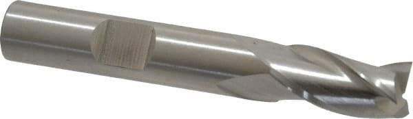 Cleveland - 3/8", 3/4" LOC, 3/8" Shank Diam, 2-1/2" OAL, 3 Flute, High Speed Steel Square End Mill - Single End, Uncoated, Spiral Flute, 30° Helix, Centercutting, Right Hand Cut, Right Hand Flute, Series HG-3 - Benchmark Tooling