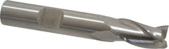 Cleveland - 3/8", 3/4" LOC, 3/8" Shank Diam, 2-1/2" OAL, 3 Flute, High Speed Steel Square End Mill - Single End, Uncoated, Spiral Flute, 30° Helix, Centercutting, Right Hand Cut, Right Hand Flute, Series HG-3 - Benchmark Tooling