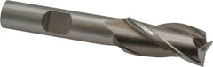 Cleveland - 1/2", 1" LOC, 3/8" Shank Diam, 2-11/16" OAL, 3 Flute, High Speed Steel Square End Mill - Single End, Uncoated, Spiral Flute, 30° Helix, Centercutting, Right Hand Cut, Right Hand Flute, Series HG-3 - Benchmark Tooling