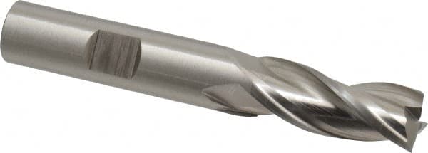Cleveland - 1/2", 1-1/4" LOC, 1/2" Shank Diam, 3-1/4" OAL, 3 Flute, High Speed Steel Square End Mill - Single End, Uncoated, Spiral Flute, 30° Helix, Centercutting, Right Hand Cut, Right Hand Flute, Series HG-3 - Benchmark Tooling
