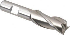 Cleveland - 13/16", 1-7/8" LOC, 5/8" Shank Diam, 4" OAL, 3 Flute, High Speed Steel Square End Mill - Single End, Uncoated, Spiral Flute, 30° Helix, Centercutting, Right Hand Cut, Right Hand Flute, Series HG-3 - Benchmark Tooling