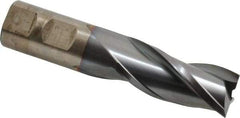 Cleveland - 7/8", 1-7/8" LOC, 7/8" Shank Diam, 4-1/8" OAL, 3 Flute, High Speed Steel Square End Mill - Single End, TiCN Finish, Spiral Flute, 30° Helix, Centercutting, Right Hand Cut, Right Hand Flute, Series HG-3 - Benchmark Tooling