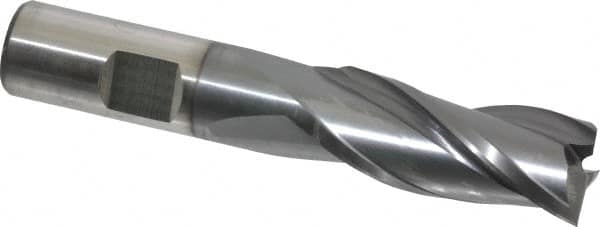 Cleveland - 11/16", 1-5/8" LOC, 5/8" Shank Diam, 3-1/4" OAL, 3 Flute, High Speed Steel Square End Mill - Single End, TiCN Finish, Spiral Flute, 30° Helix, Centercutting, Right Hand Cut, Right Hand Flute, Series HG-3 - Benchmark Tooling